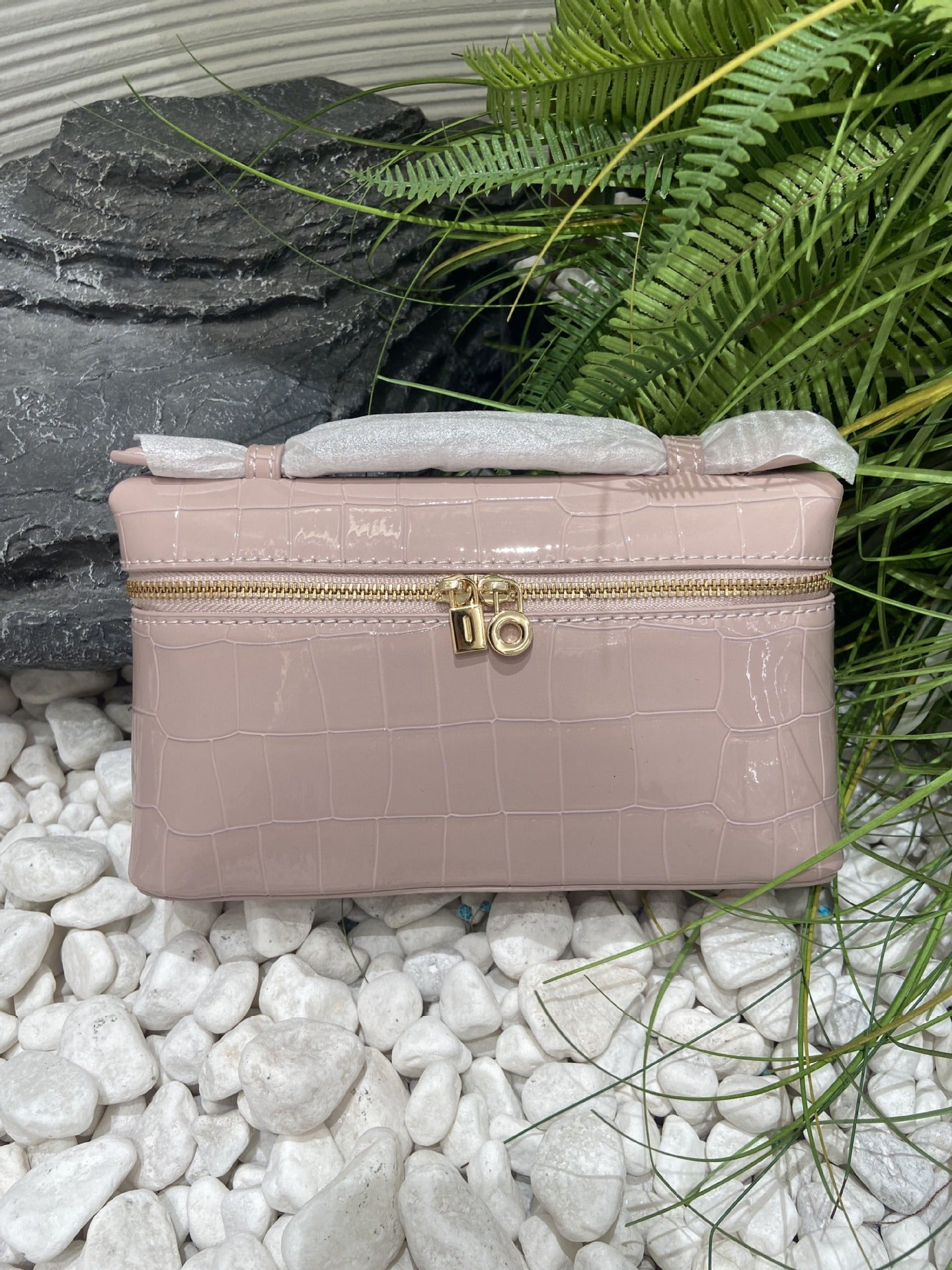 Crocodile Pattern Box Genuine Leather Lunch Shoulder Bags