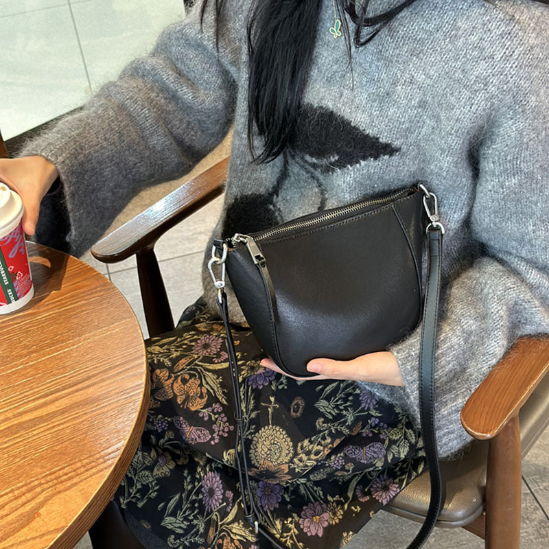 Women's Spring Genuine Leather Single High Sense Crossbody Bags