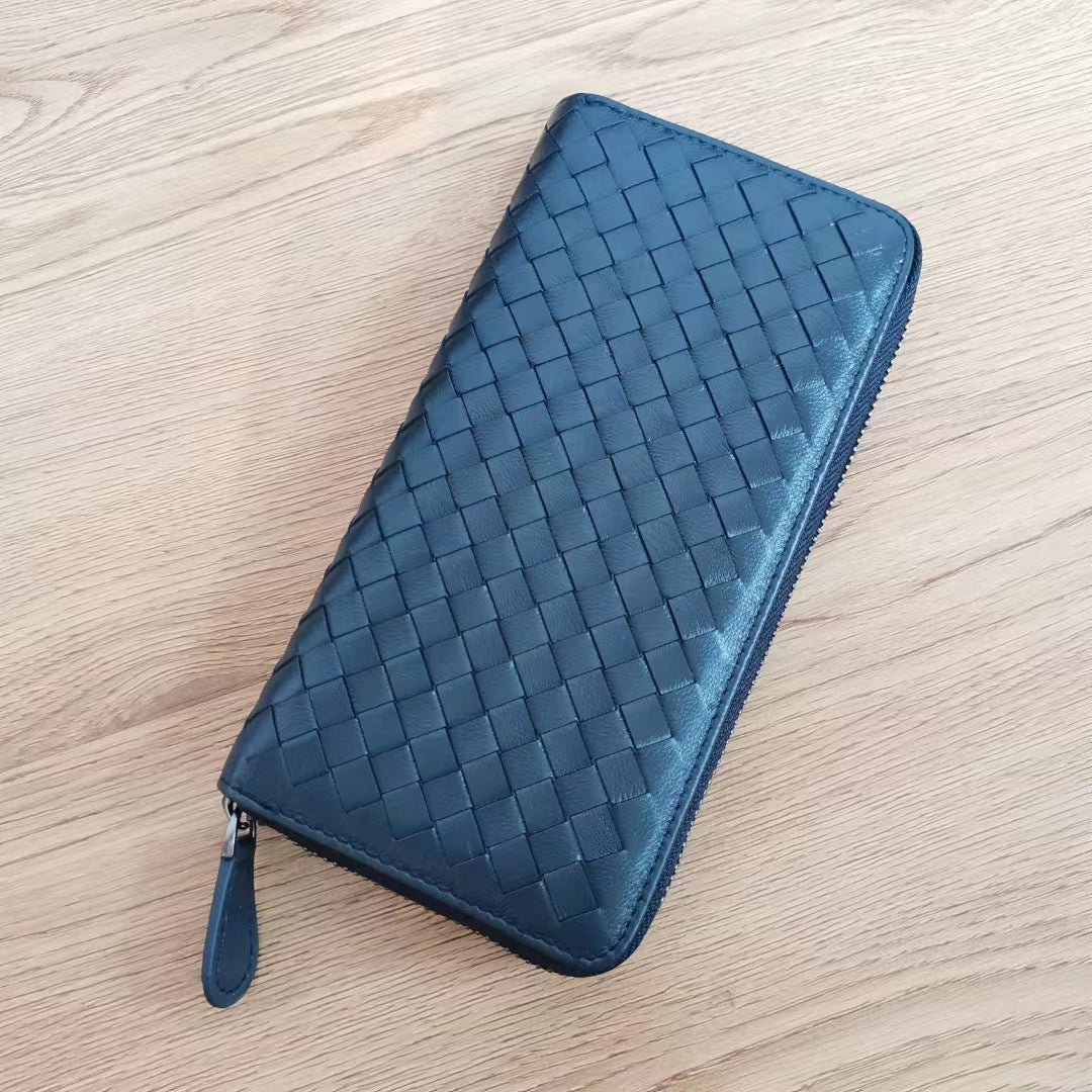 Women's Handmade Sheepskin Woven Double Layer Zipper Ladies Wallets