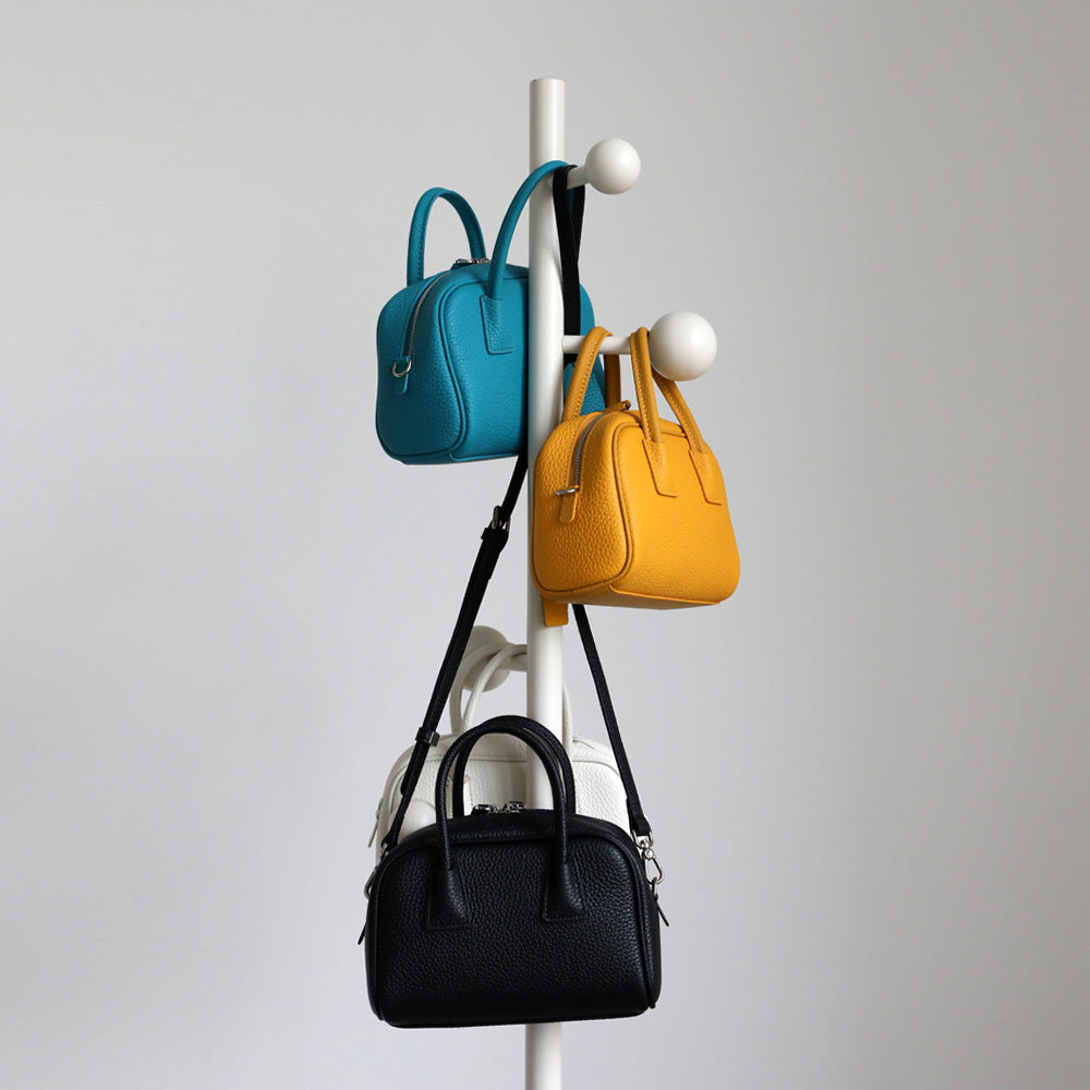 Women's Korean Style First Layer Cowhide Bowling Handbags