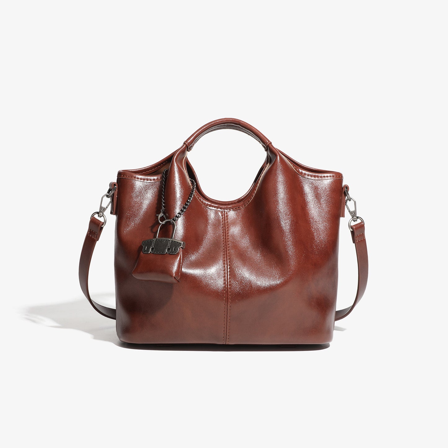 Women's Oil Wax Leather Big Fashionable Retro Tote Bags