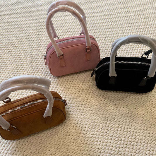 Women's Design Suede Cowhide Pillow Genuine Leather Handbags