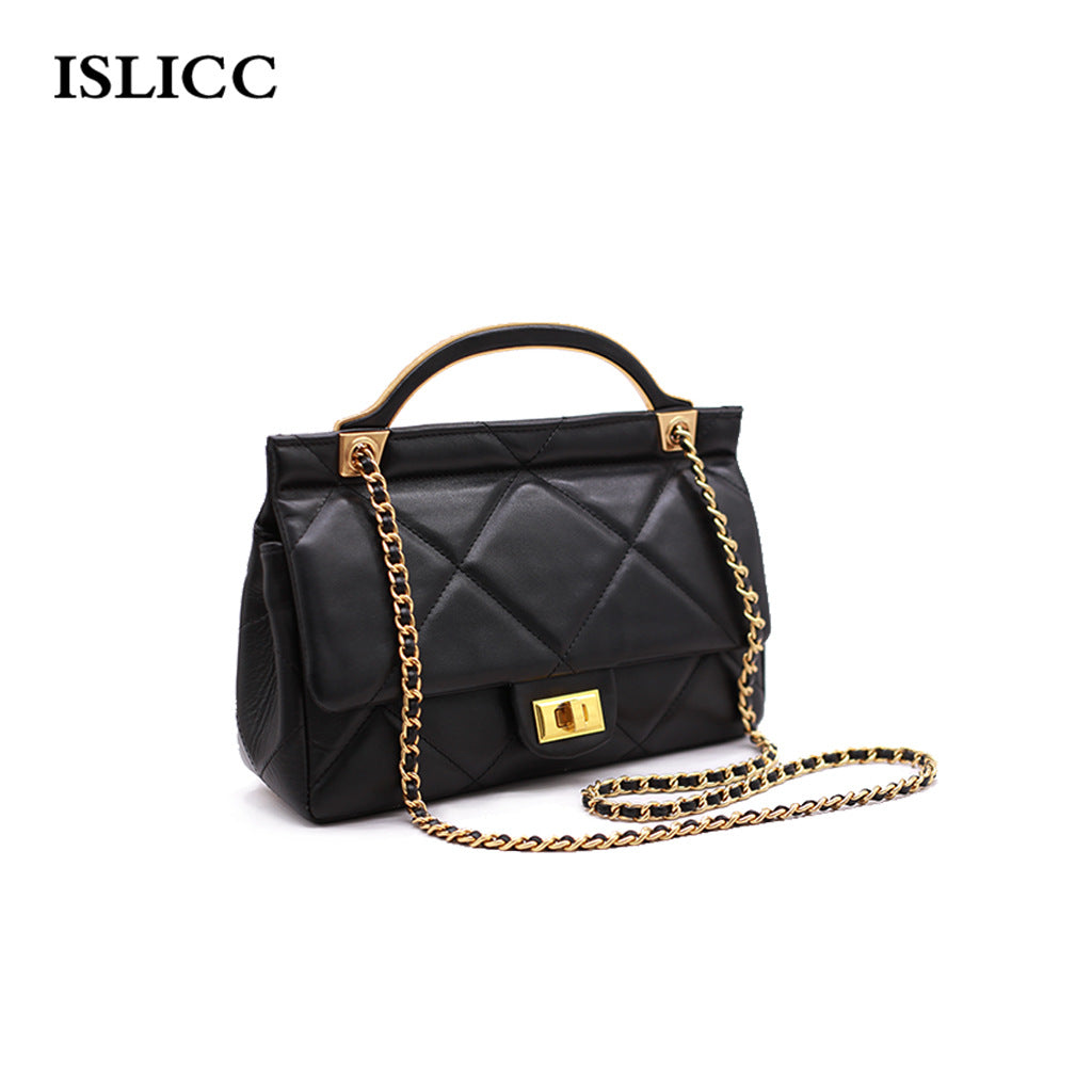 Women's Top Layer Cowhide Style Chain Large Crossbody Bags
