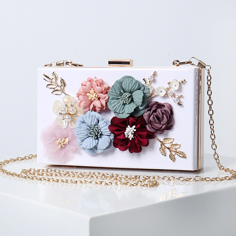 Women's Oblique Flower Party Fashion Wear Chain Evening Bags