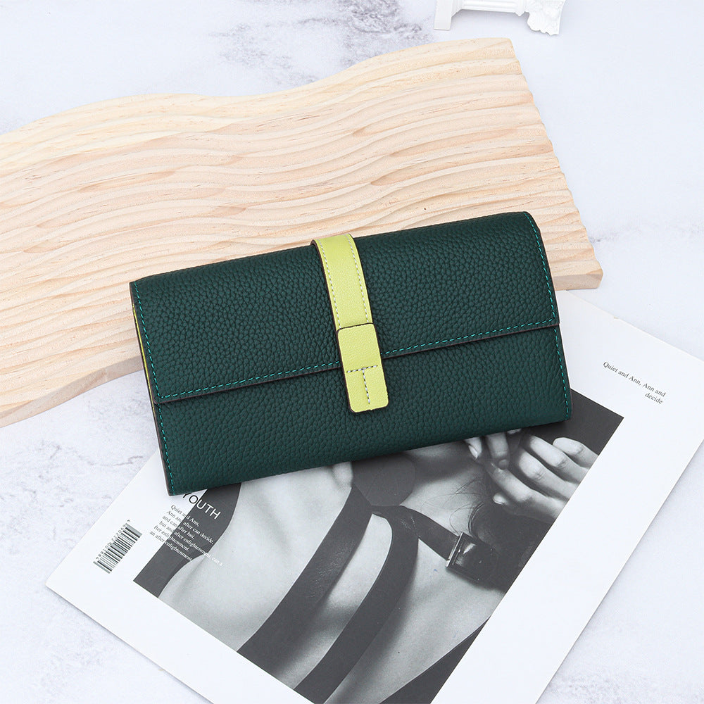 Women's Color Long First Layer Cowhide Large Ladies Wallets