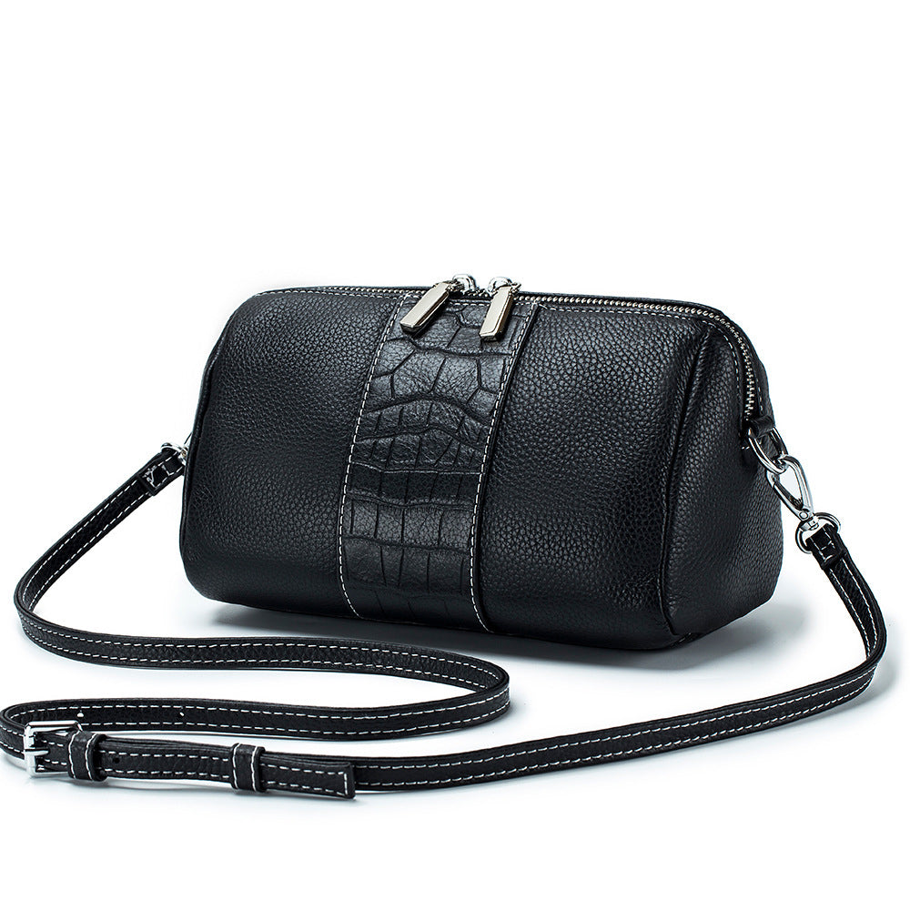 Women's Fashion First Layer Cowhide Boston Niche Bags