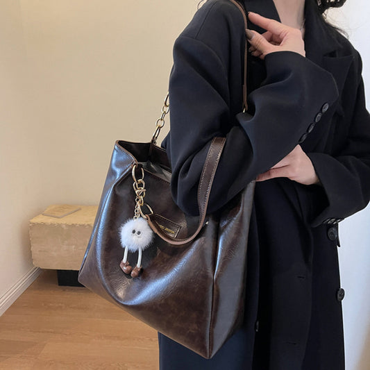 Women's Leather Large Capacity Portable Commuter Tote Bags