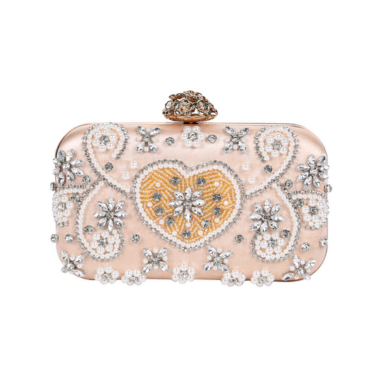 Embroidered Rhinestone Clutch Heart-shaped Diamond Female Evening Bags