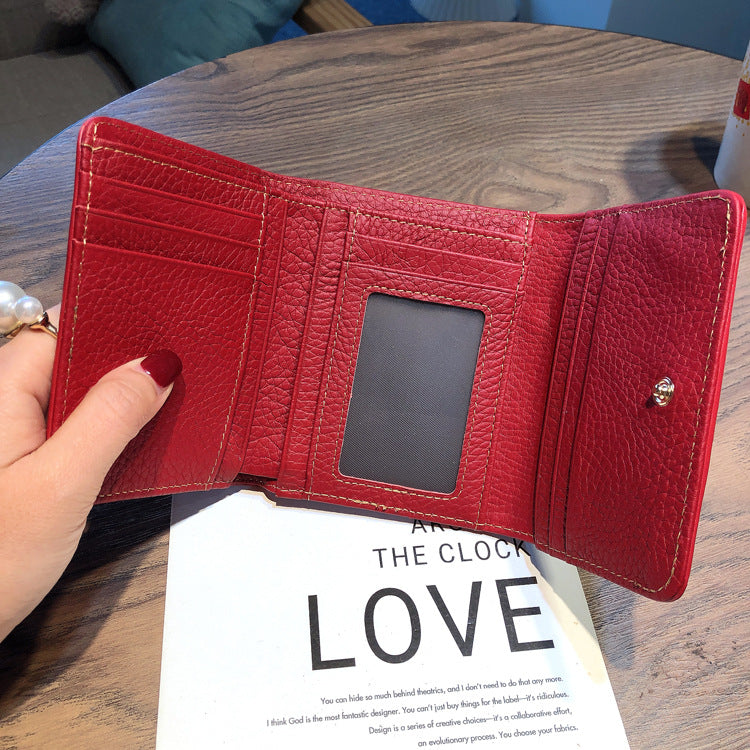 Women's Short Genuine Leather Thin Driving License Ladies Wallets