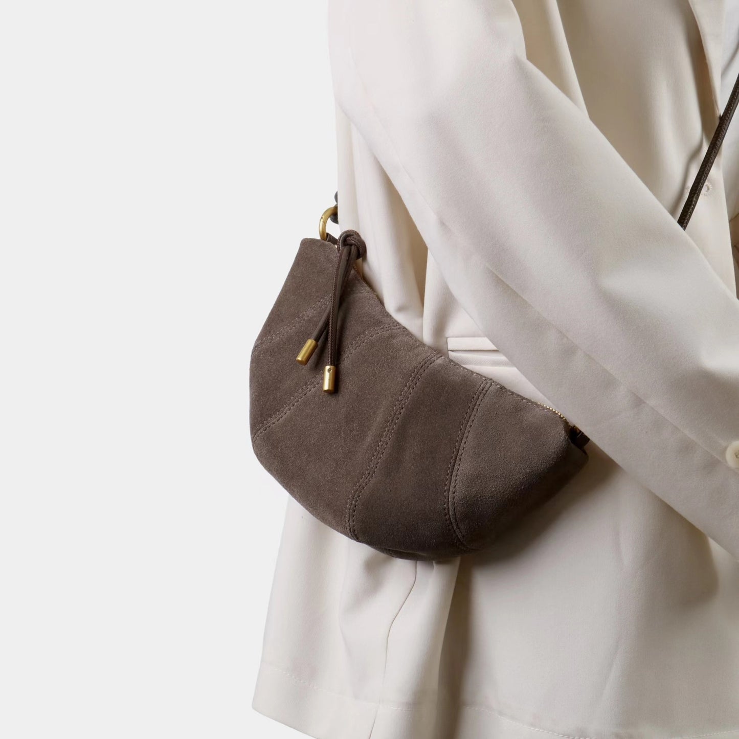 Women's Trendy Retro Frosted Leather Croissant Design Handbags