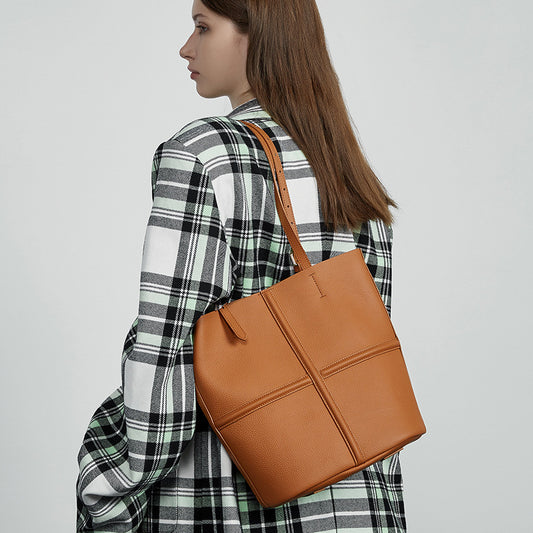 Women's Layer Cowhide Portable One Combination Genuine Leather Retro Commuting Shoulder Bags