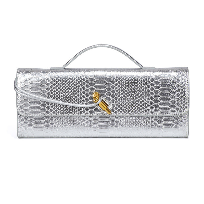 Snake Pattern Dinner Horizontal Clutch File Crossbody Bags