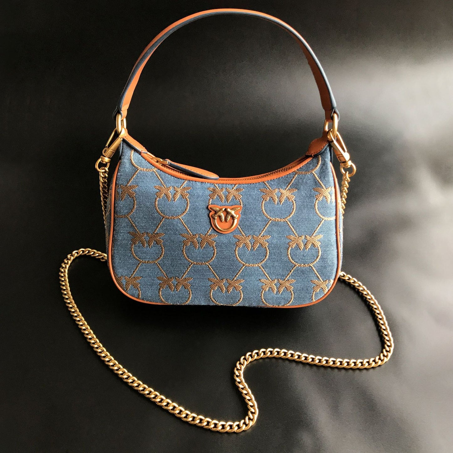 Women's Denim Half Moon Puff Swallow Pillow Bags