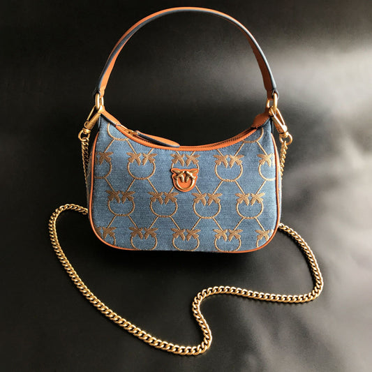 Women's Denim Half Moon Puff Swallow Pillow Bags