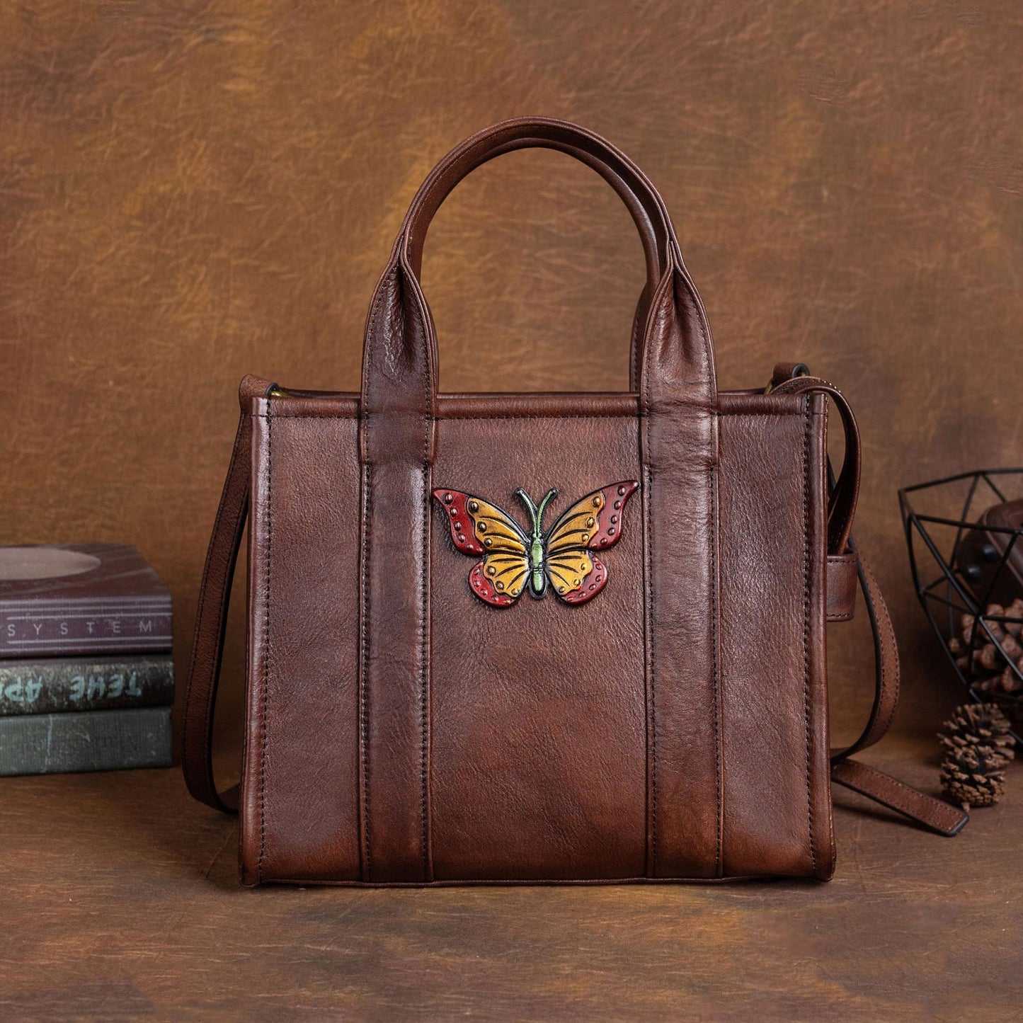 Top Layer Cowhide Chinese Style Retro Crossbody Bags