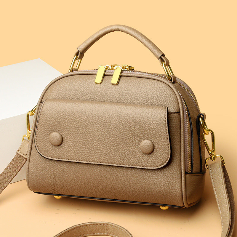 Women's Contrast Color Wide Strap Simple Crossbody Bags