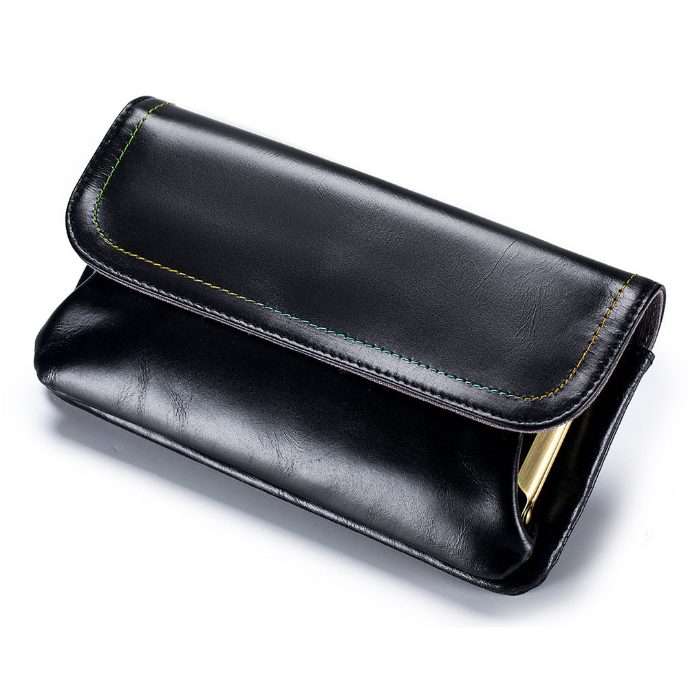 Oil Wax Skin Long Large Capacity Retro Handbags