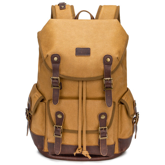 Men's Canvas Vintage Oil Wax Large Capacity Backpacks