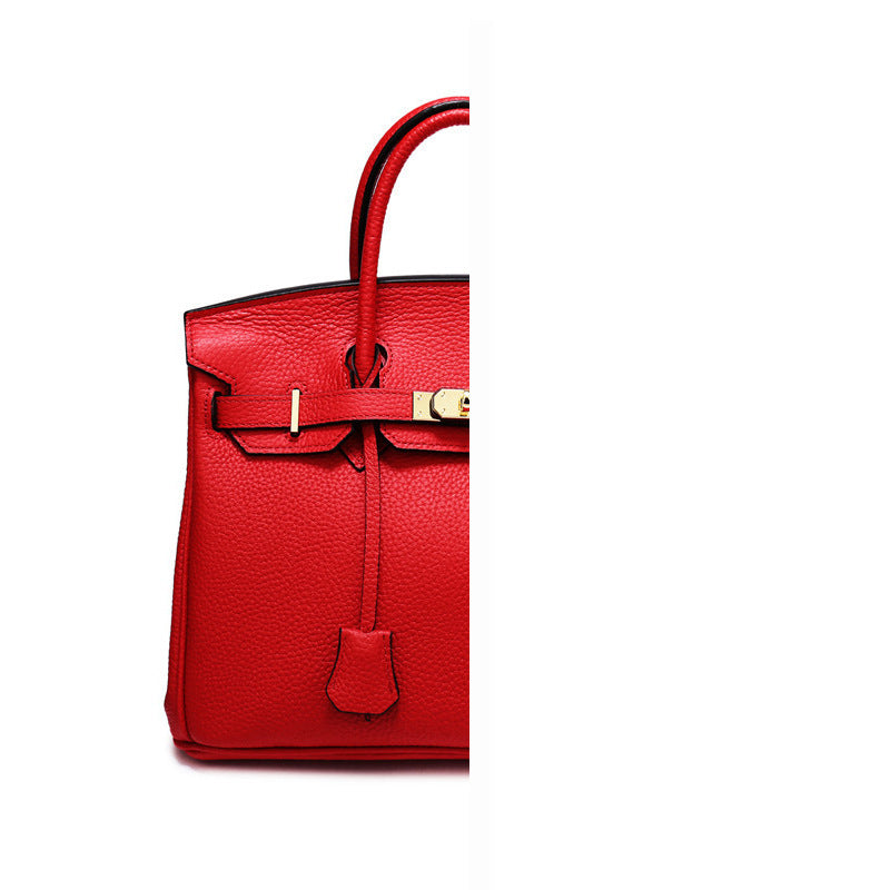 Women's Genuine Leather First Layer Cattlehide Fashion Litchi Handbags