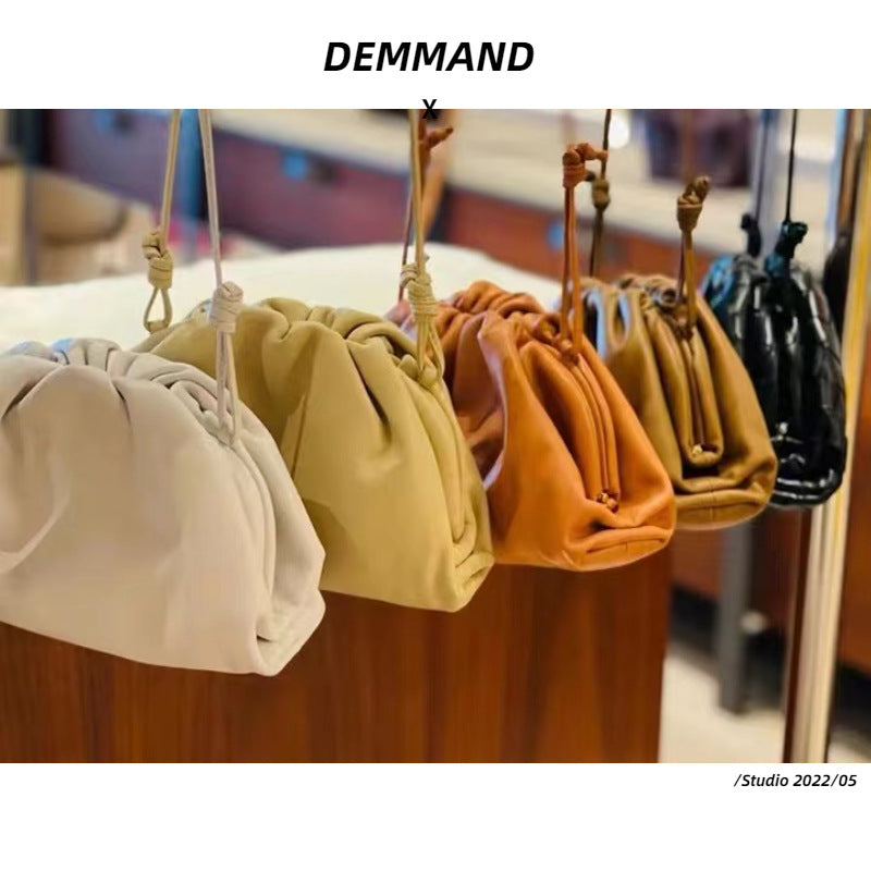 Women's Genuine Leather Cloud Cowhide Woven Xi Crossbody Bags
