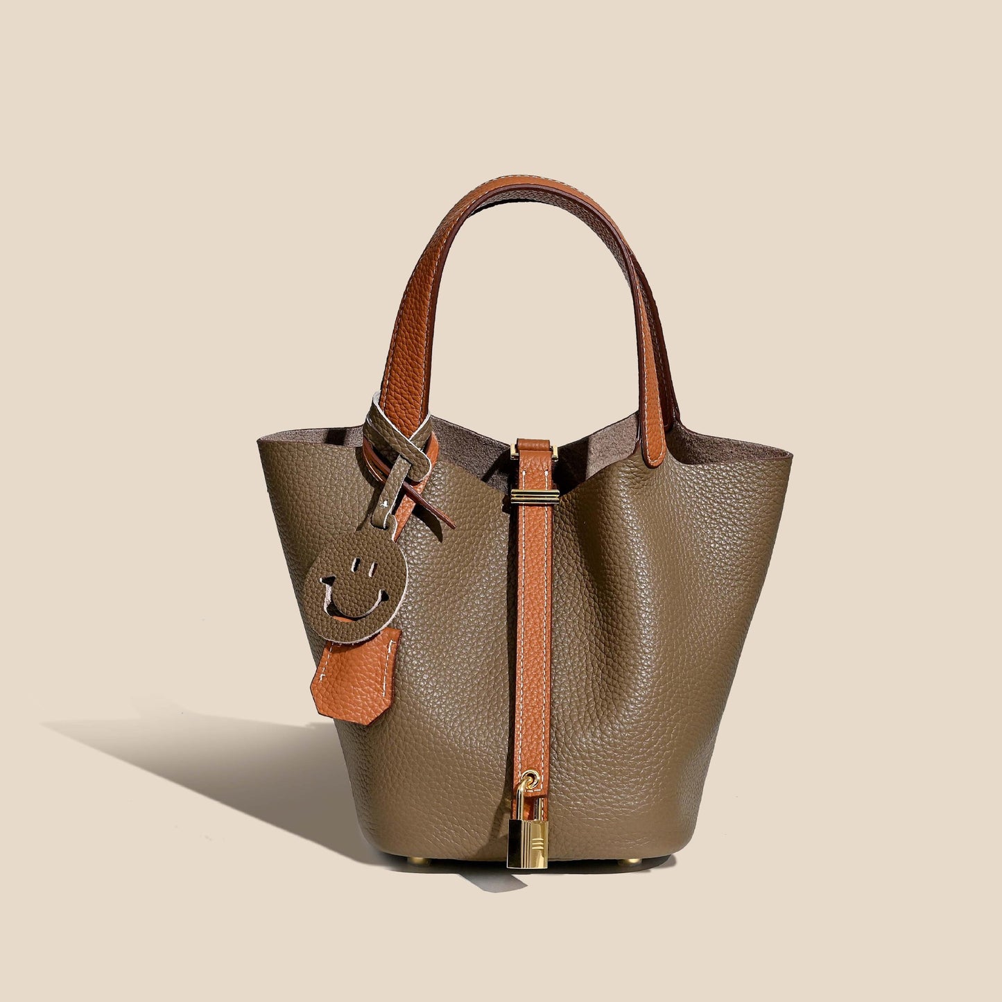 Women's Layer Cowhide Vegetable Basket Versatile Genuine Handbags