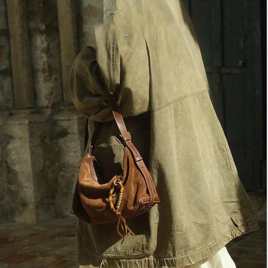 Women's Design Tracking Shallow Line Commuter Suede Shoulder Bags
