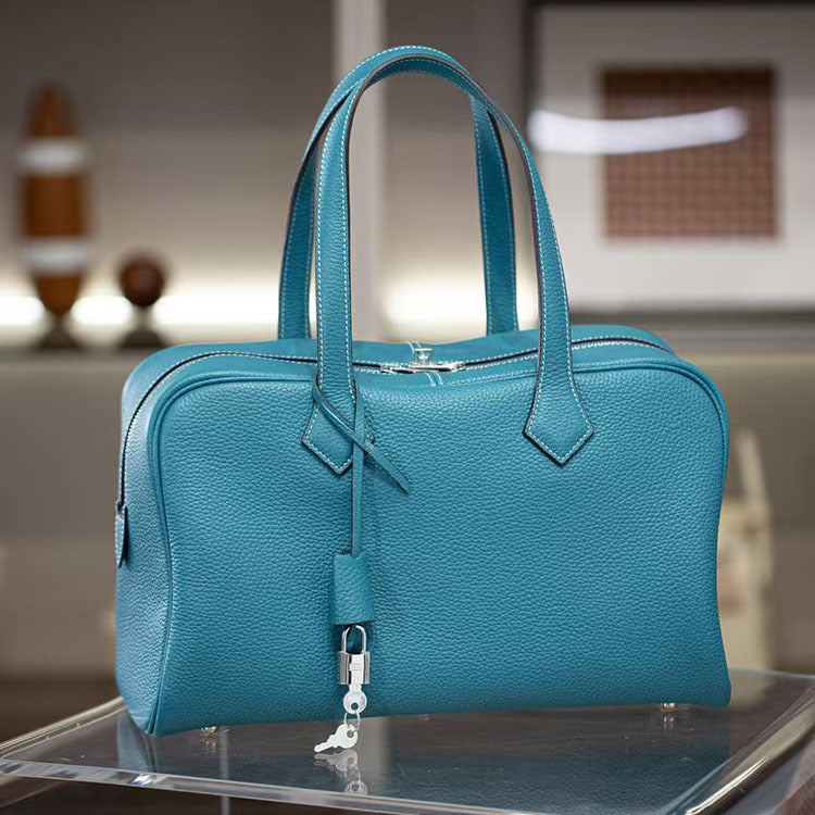Victoria Layer Cowhide Boston Commuter Lightweight Handbags