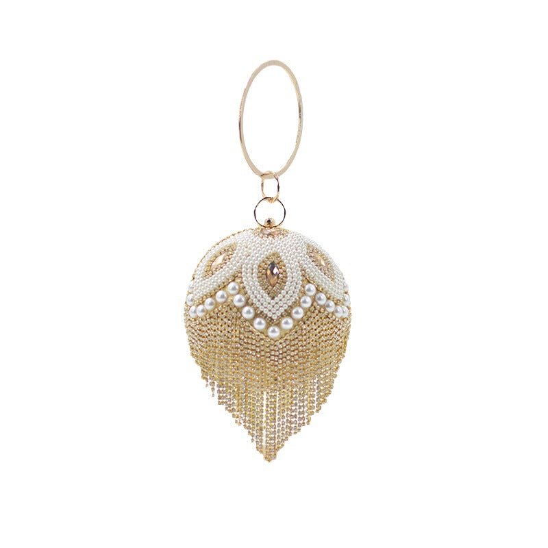 Women's Rhinestone Round Spherical Pearl Nightclub Disco Evening Bags