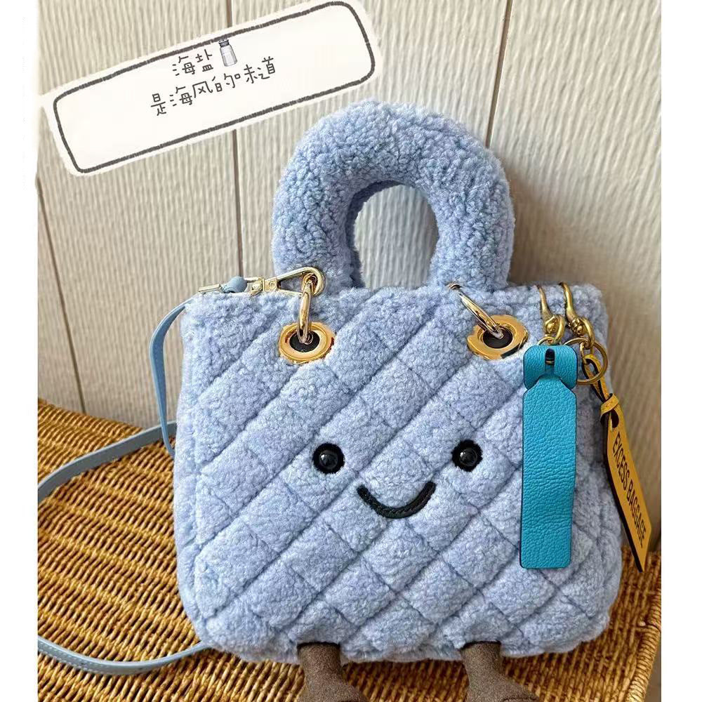 Style Cute Green Fur Rhombus Furry Crossbody Bags