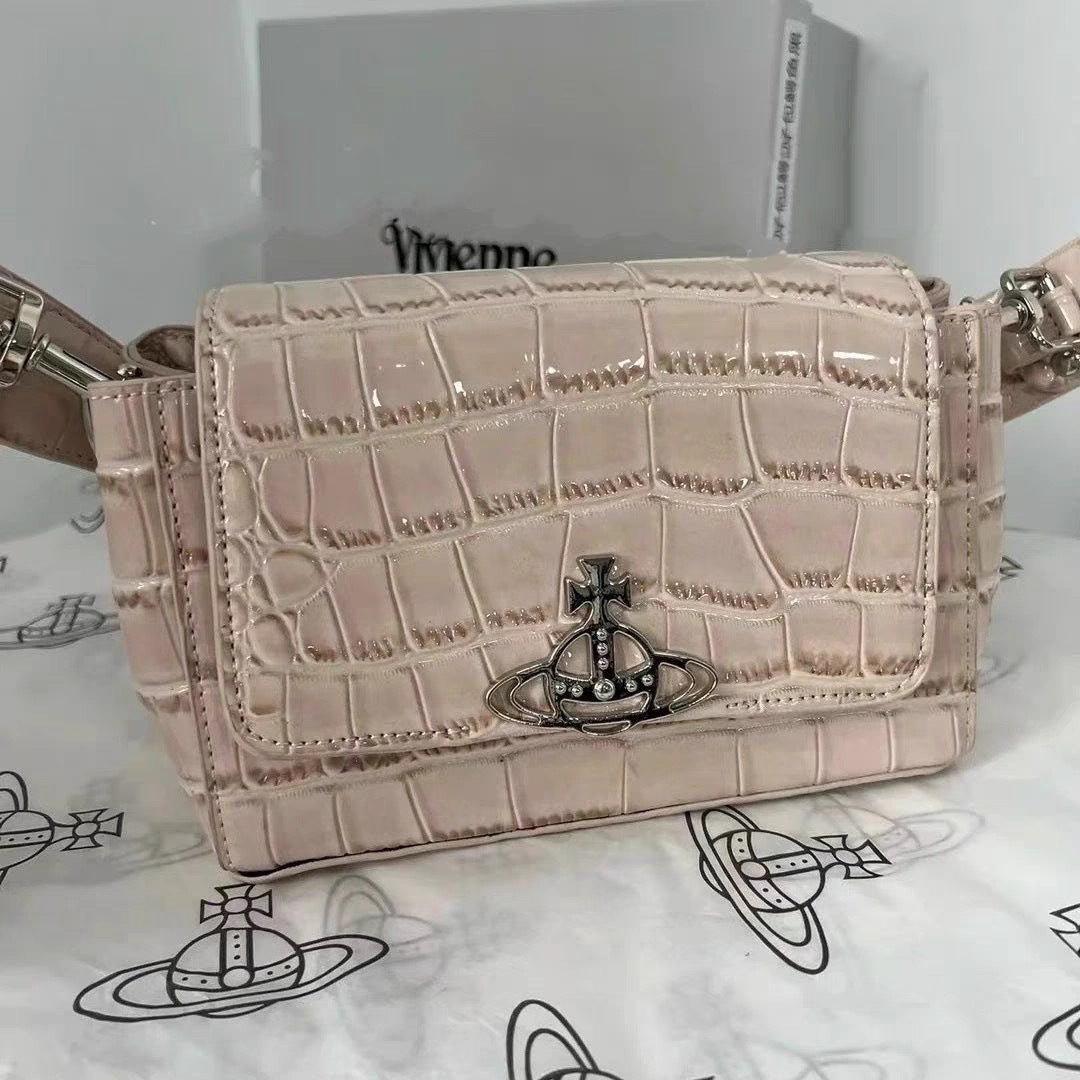 Mother's Hot Patent Leather Crocodile Pattern Baguette Crossbody Bags