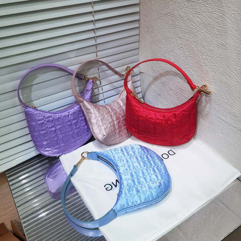 Rich Mini Portable Niche Satin Crescent Handbags