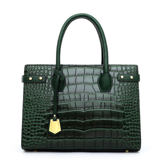 Women's Fan Crocodile Pattern Fashion Embossed Versatile Shoulder Bags