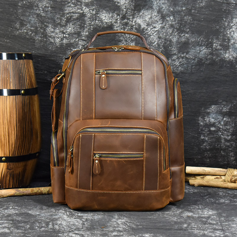 Men's Large Capacity Retro Crazy Horse Business Backpacks