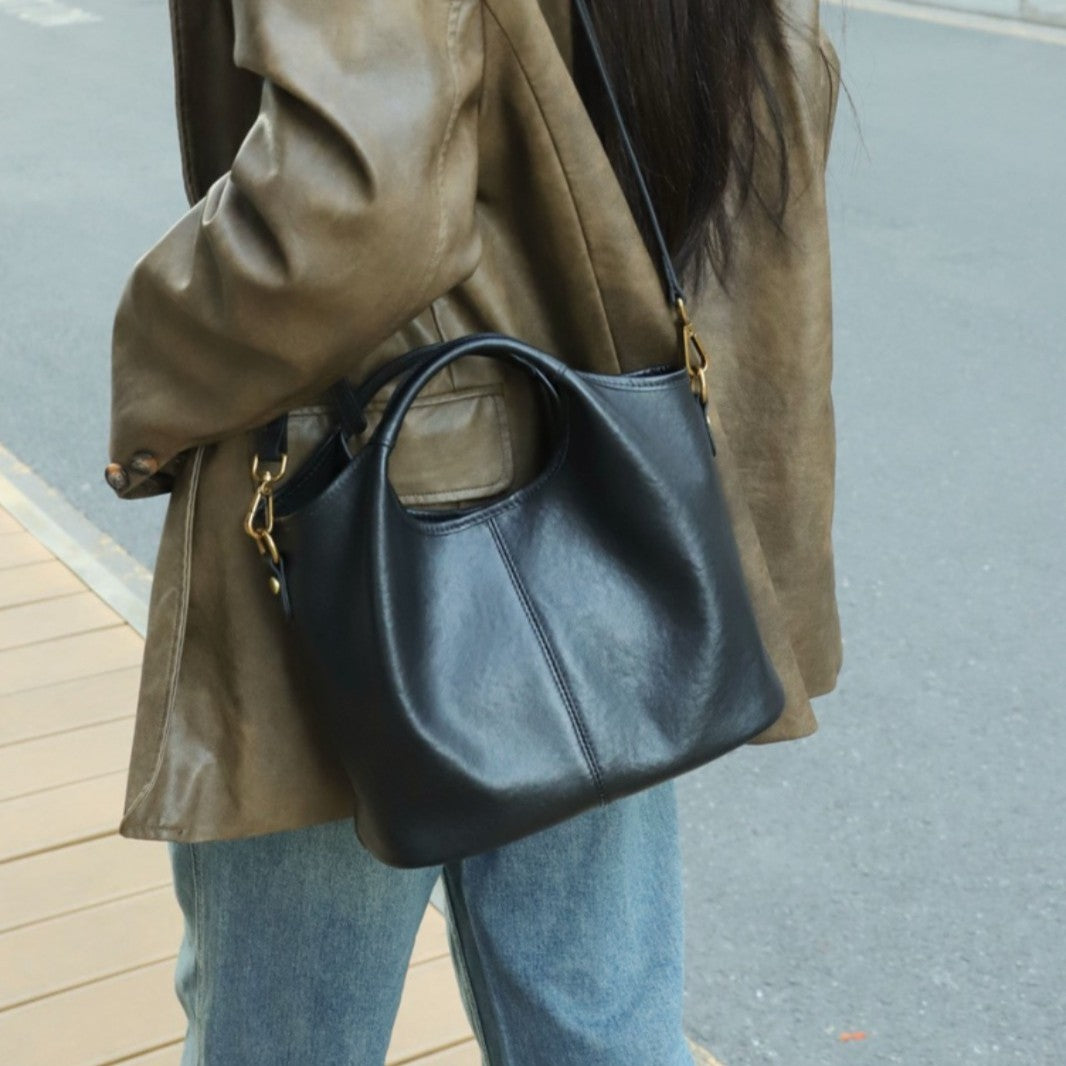 Women's Layer Vegetable Tanning Leather Retro Handbags