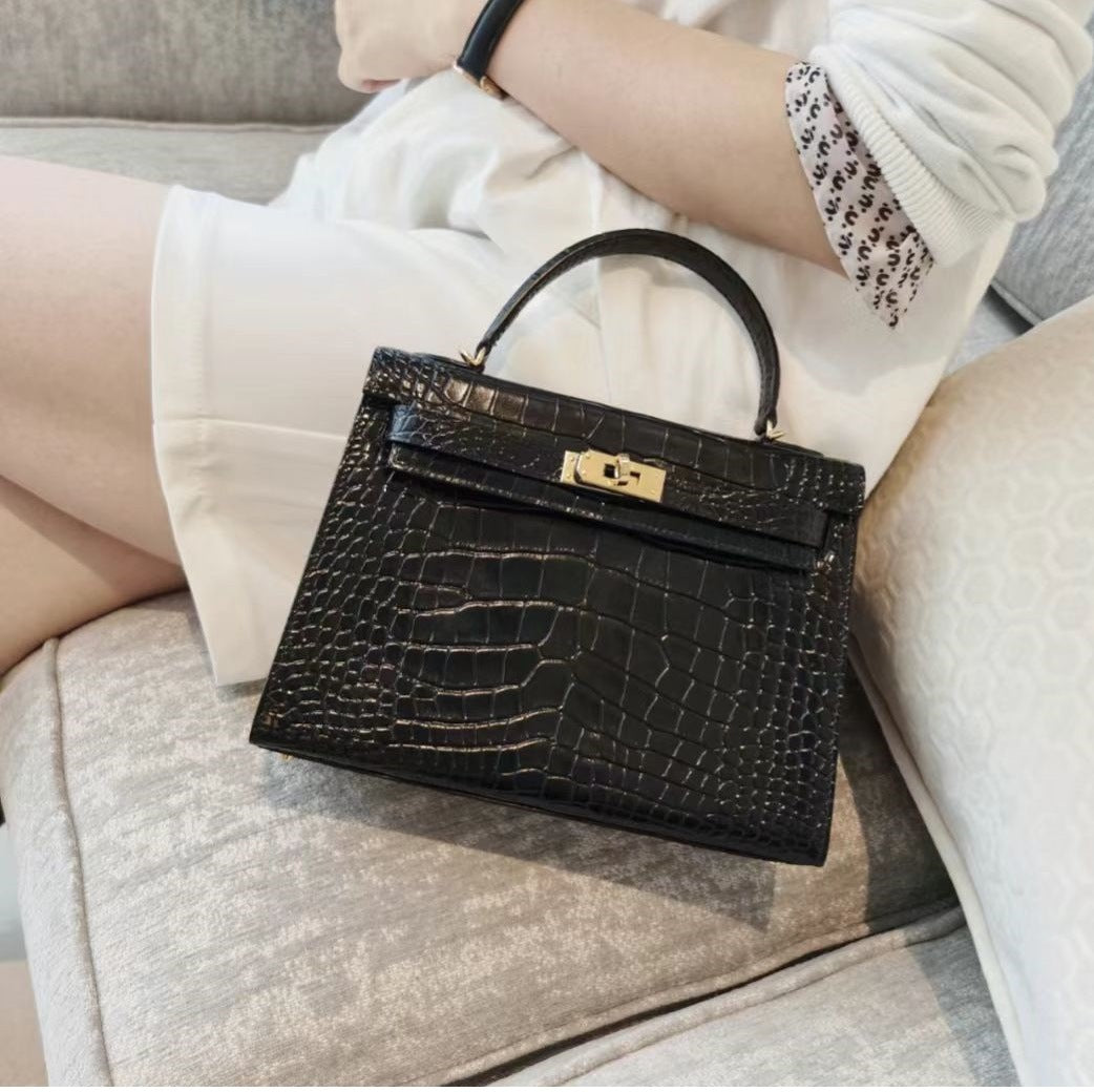 Women's Crocodile Pattern Kelly Mini Second Generation Callie Crossbody Bags