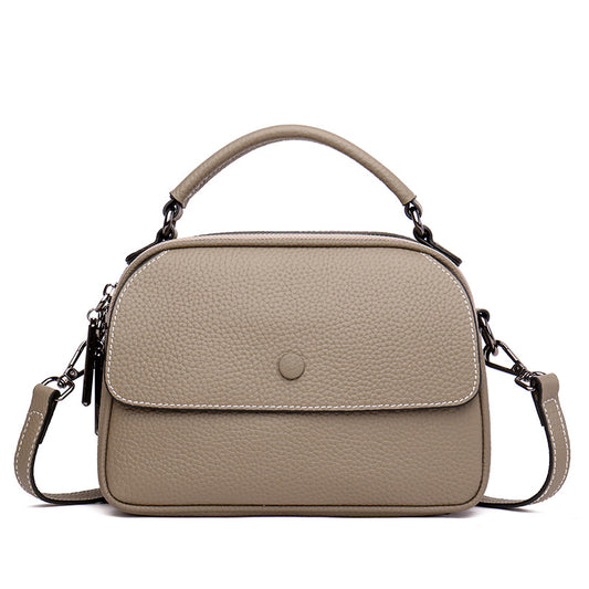Women's First Layer Cowhide Fashion Simple Textured Shoulder Bags