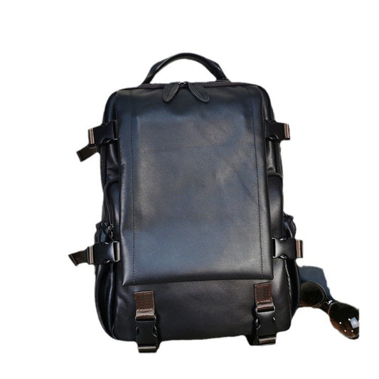 Men's Genuine Cattlehide Leather Surface Leisure Large Backpacks