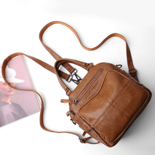 Women's Soft Leather Fashion Versatile Vintage Backpacks
