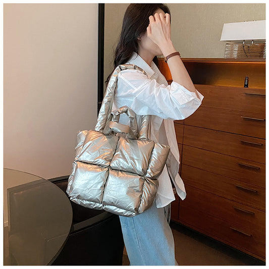 Women's Down Soft Plaid Feeding Cotton Fashion Shoulder Bags