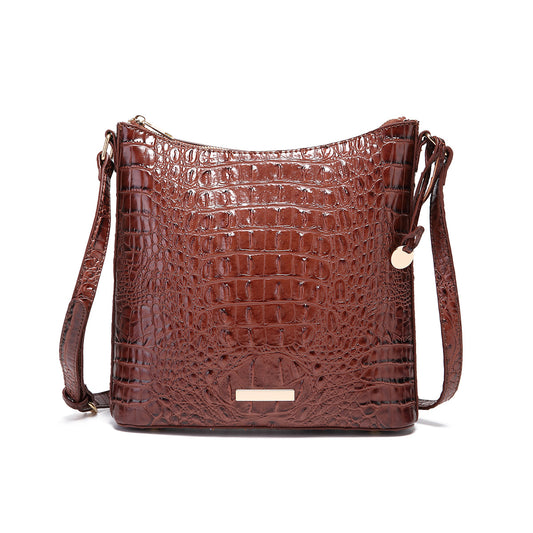 Women's Portable Retro Crocodile Pattern Brahmin Crossbody Bags