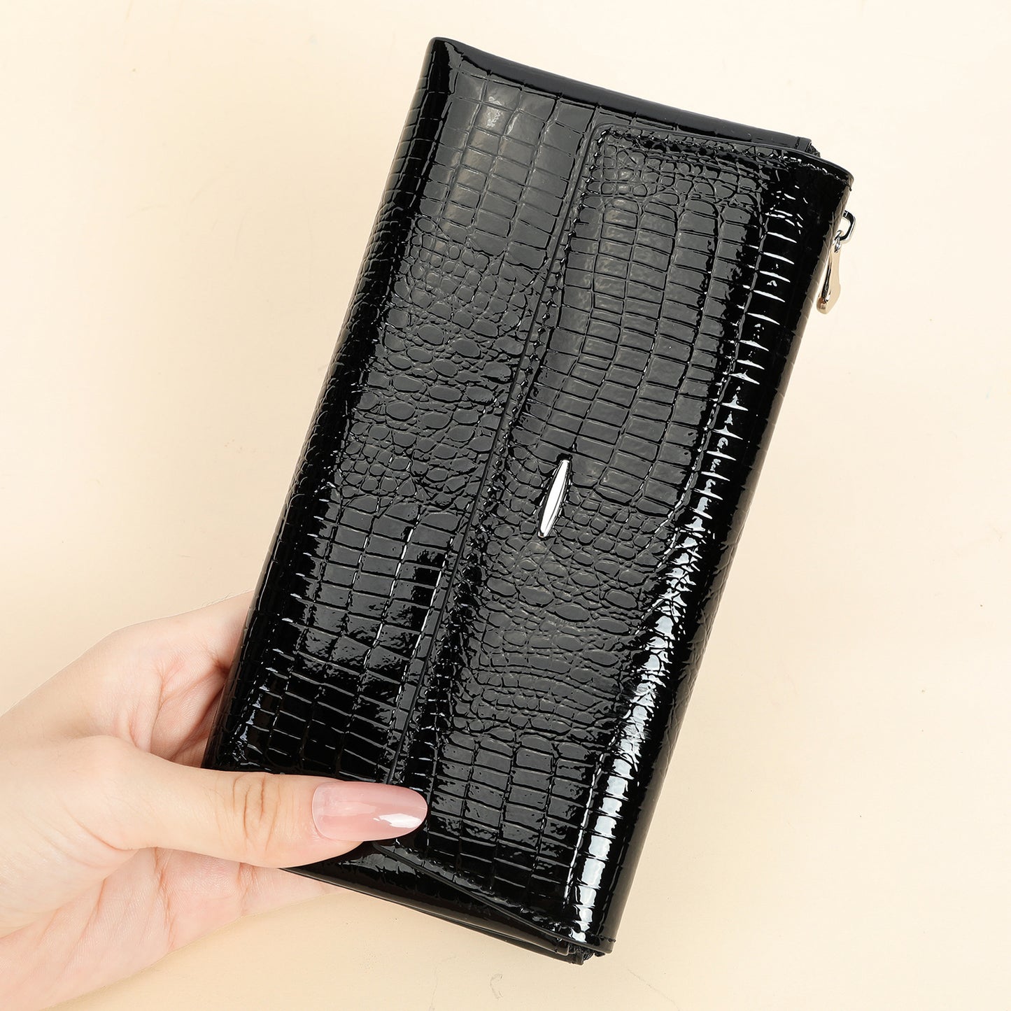 Women's Genuine Leather Patent Fashion Large Capacity Ladies Wallets