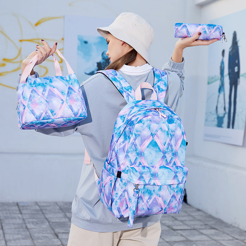 Women's Nordic Style Printed Three-piece Computer Mother Backpacks