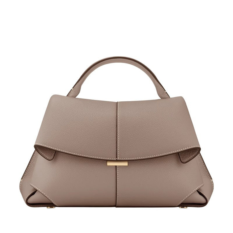 Women's Genuine Leather French Design Fashion Pleated Handbags