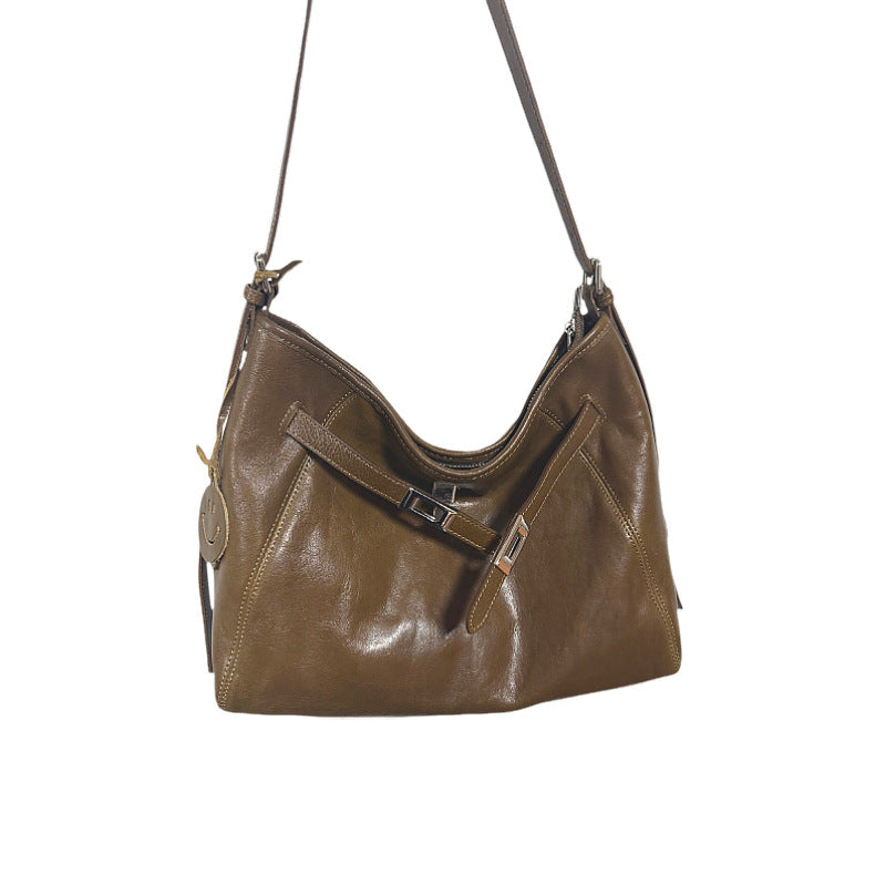 Women's Vegetable Tanning Leather Design Large Capacity Tote Bags