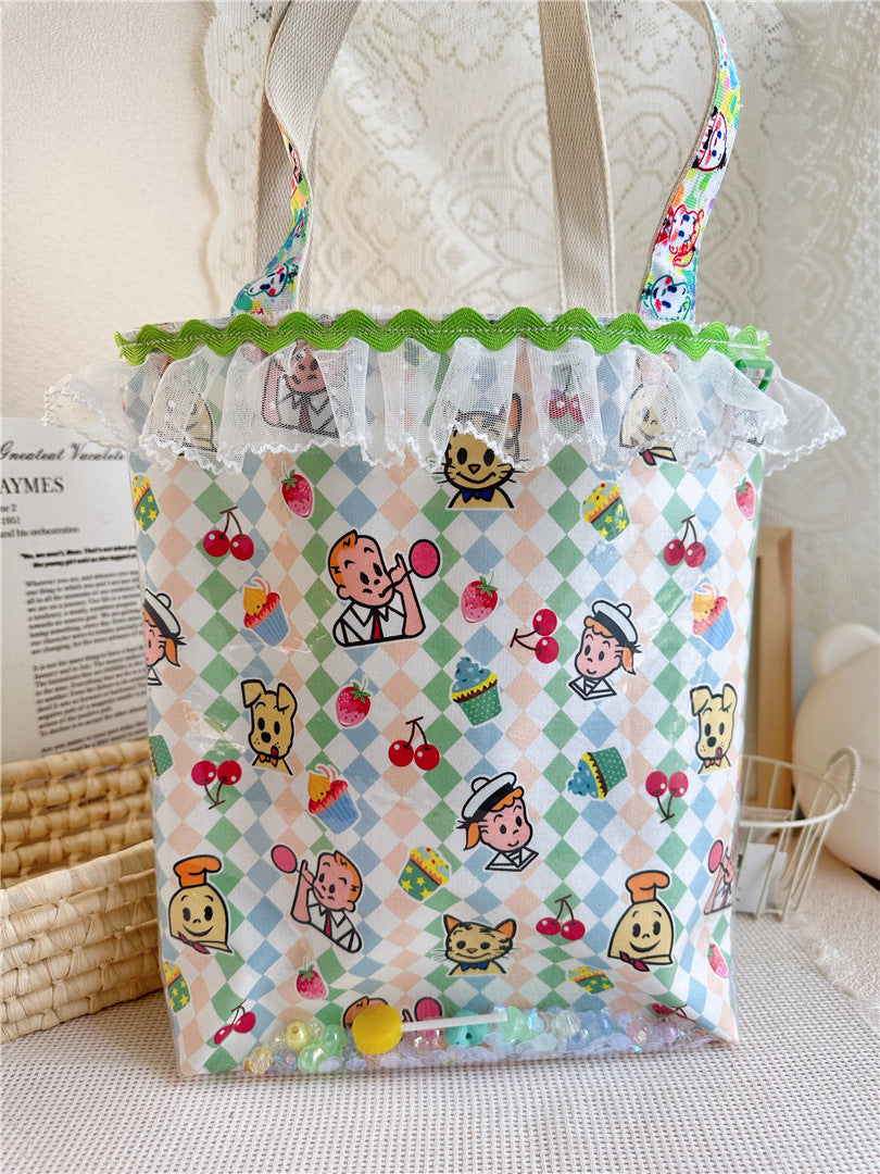 Simple Cute Yuan Cartoon Cotton Print Shoulder Bags