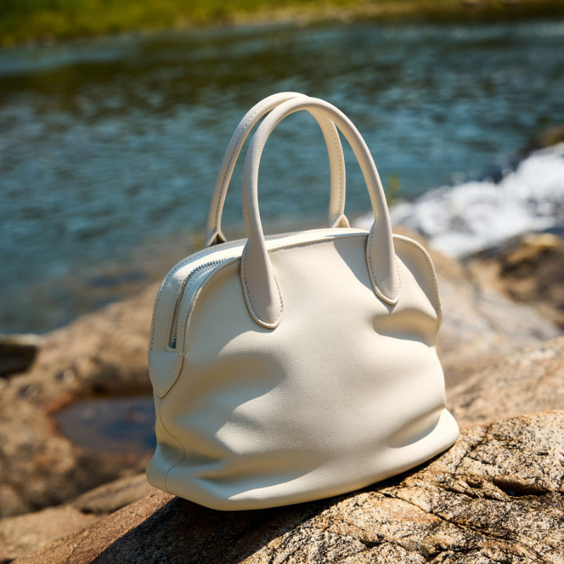 Women's Light Luxury First Layer Cowhide Pleated Fashion Handbags