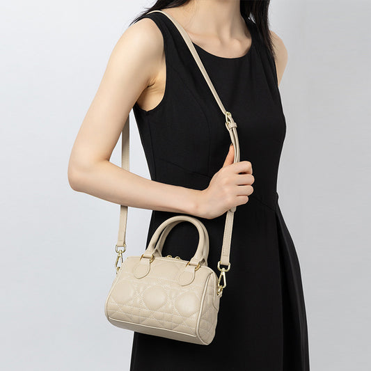 Genuine Leather Rhombus Boston Fashionable High-grade Crossbody Bags