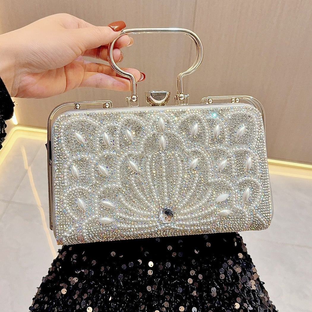Women's Pearl Clutch Banquet Rhinestone Dinner Evening Bags