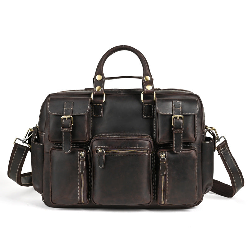 Men's Crazy Horse Leather Retro Top Layer Men's Handbags