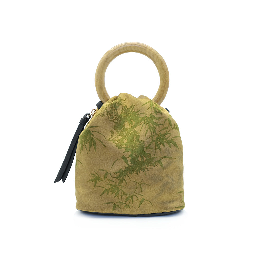 Yarn Wooden Chinese Style Hand Carrying Crossbody Bags